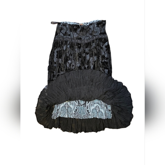 Danier Midi Western Whimsigoth Gothcore Sheer Paisley Floral Velvet Size M Skirt - Picture 5 of 9